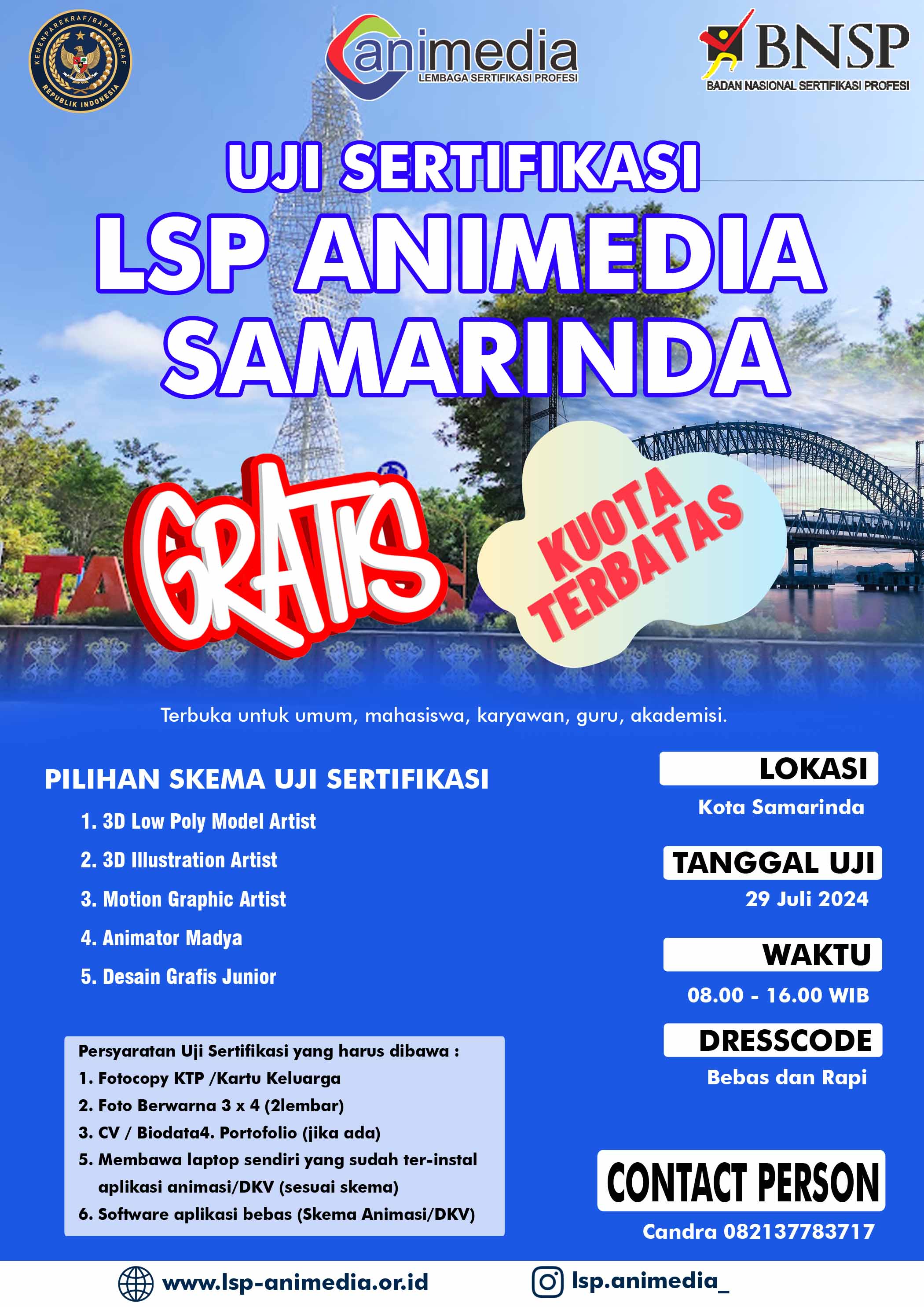 Pendaftaran Uji Sertifikasi Animasi dan DKV Kota Samarinda